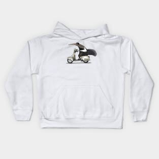 Anteater on a Vespa - Sepia Kids Hoodie